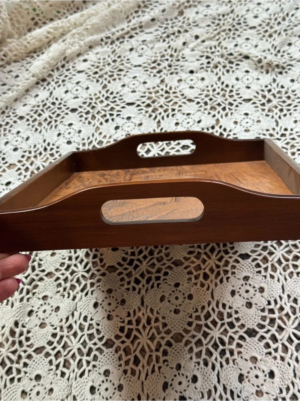 Vintage House of Lloyd Wood Serving Tray Country Cabin Farmhouse Scene